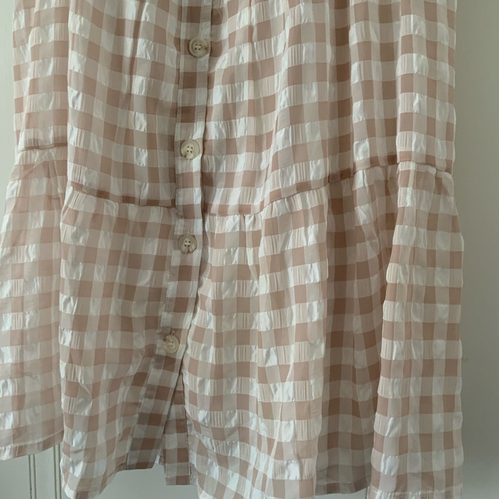 En Saison Beige and White Gingham Midi Dress - Picture 7 of 9